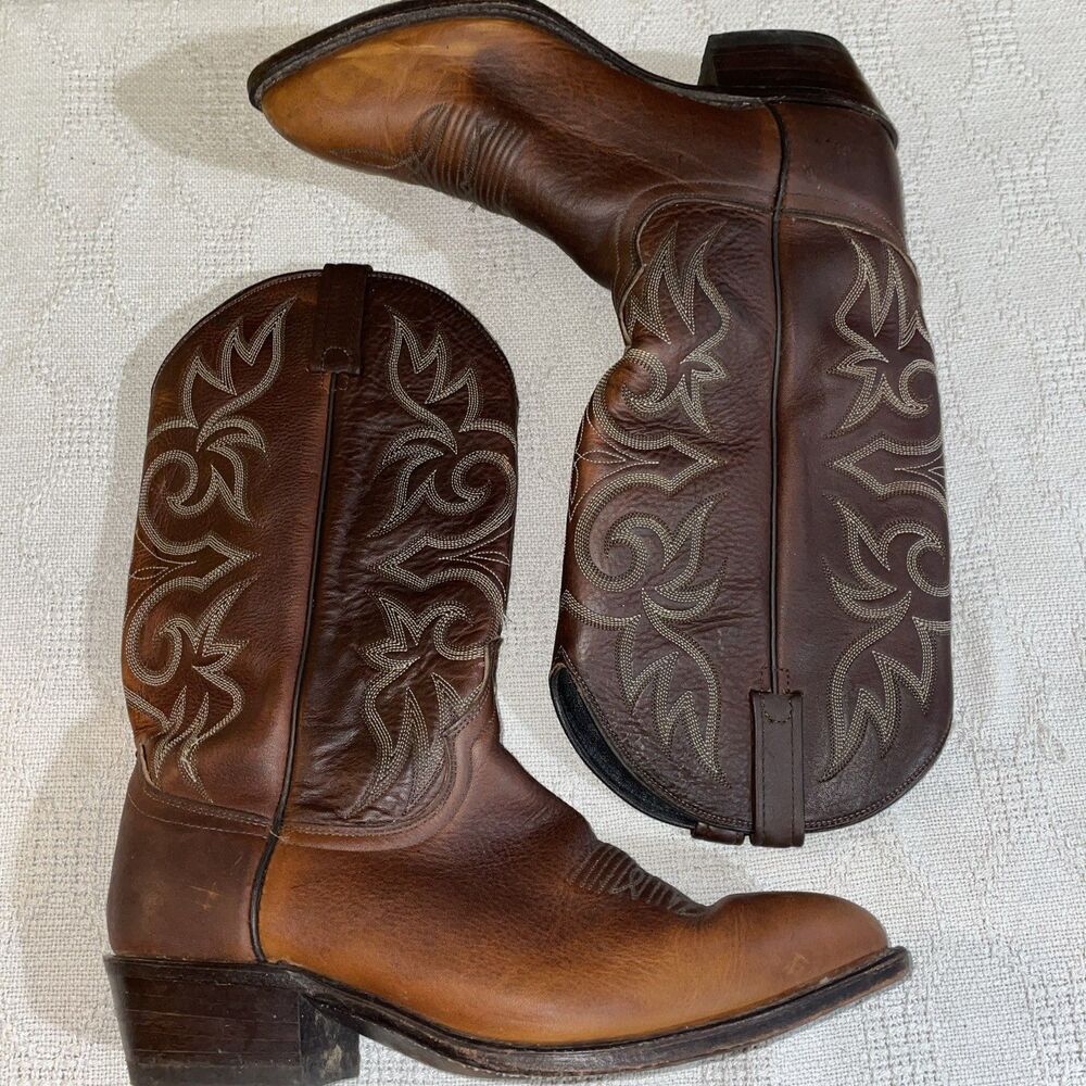 Dan Post Men’s Western Boots Size 9 W Brown Leather Rodeo Cowboy Outdoors
